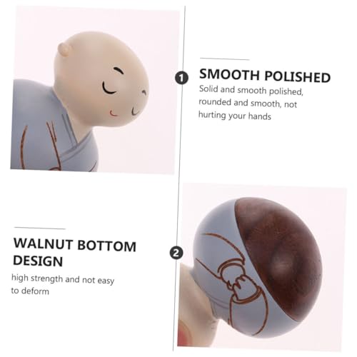 ABOOFAN Wooden Monk Tumbler Table Decoration Handcrafted Wooden Crafts Desktop Ornament for Home Decor Creative for Meditation and Relaxation