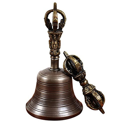 Hand Bell,Buddhist Meditation Bell It Can Also Be Played Like A Singing Bowl, Producing A Delicate And Inspiring Sound By Rubbing The Wooden Punch Along The Rim Of The Bell