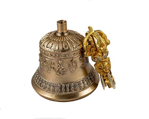 Tibetan Buddhist Meditation Bell And Dorje Set - Dharma Objects Bell Of Enlightenment From Nepal 7 Inches