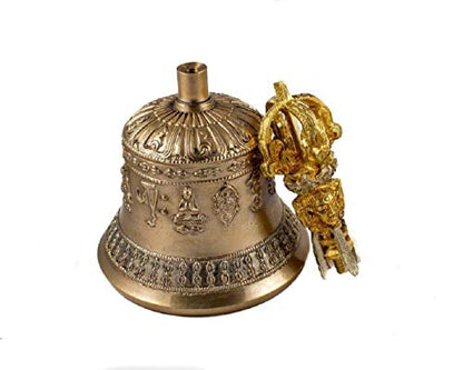 Tibetan Buddhist Meditation Bell And Dorje Set - Dharma Objects Bell Of Enlightenment From Nepal 7 Inches