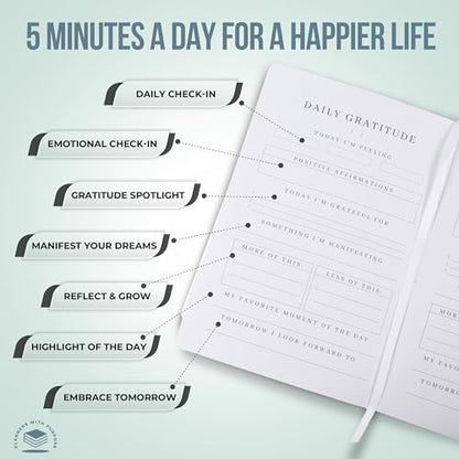 Gratitude & Wellness Daily Journal Bundle 90-Day Guided Self-Care & Reflection Planners for Mindfulness, Positivity & Goal Setting with Prompts - White Color