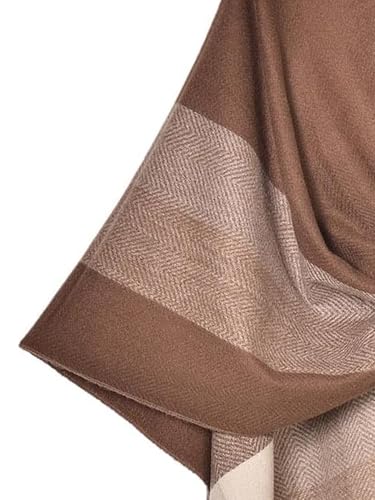 Women's Elegant Shawl Wraps, Soft Open Front Poncho Cape, Reversible Casual Cardigan Shawls for Gift Travel - color: Brown-white