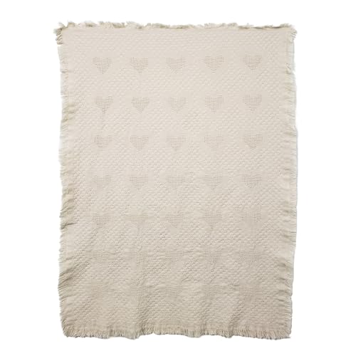Pure Country Weavers Waffle Weave Hearts Natural Weave Blanket - Gift Tapestry Throw Woven from Cotton - Made in The USA (69x48) - color: Basketweave Hearts
