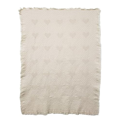 Pure Country Weavers Waffle Weave Hearts Natural Weave Blanket - Gift Tapestry Throw Woven from Cotton - Made in The USA (69x48) - color: Basketweave Hearts