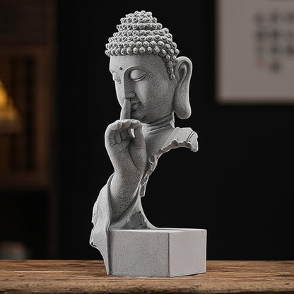 AETVRNI Shh, Please Keep Quiet-Sakyamuni Buddha Statue, Sandstone Zen Statues Meditation Decor, Buddha Figurines for Relaxation Peaceful Home Accents Spiritual Decor,L - size: Large