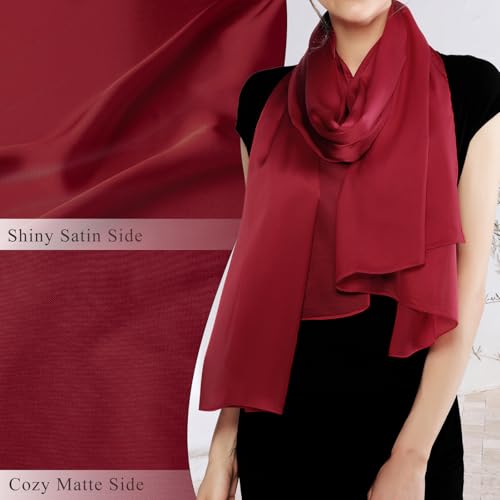 RIIQIICHY Women Shawls and Wraps for Evening Dresses Like Chiffon Silk Scarf Formal Silky Pashmina Shawls for Weddings - color: Burgundy
