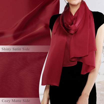 RIIQIICHY Women Shawls and Wraps for Evening Dresses Like Chiffon Silk Scarf Formal Silky Pashmina Shawls for Weddings - color: Burgundy