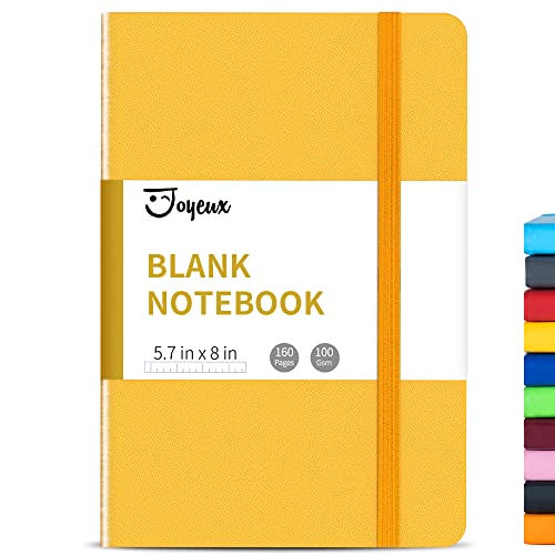 JOYEUX Blank Journal Notebook, A5, 160 Pages 100 Gsm Thick Sketch Books Hardcover Journal for Writing, 5.7 inches x 8 inches Notebooks for Work (Yellow) - color: Yellow