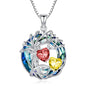 TOUPOP s925 Sterling Silver Family Celtic Tree of Life Pendant Necklaces with 2 Heart Birthstone with Blue Austrian Crystal Jewelry Birthday Valentines Day Gifts for Her, Anniversary Christmas Gifts for Wife Girlfriend Mom (18K Real White Gold Filled) - c