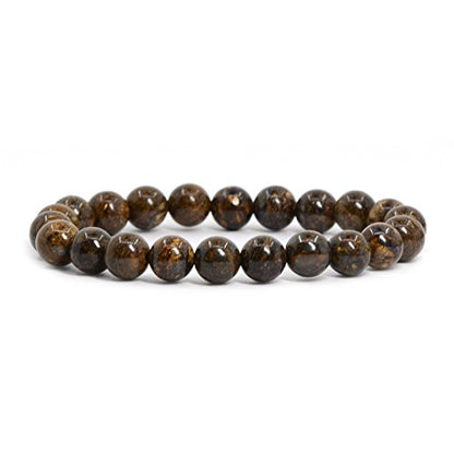 Justinstones 8mm Round Beads Stretch Bracelet 7 Inch Unisex - color: Bronzite