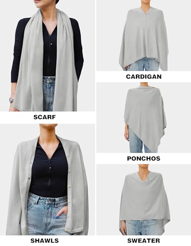 PULI Women's Versatile Knitted Shawls Scarf Poncho Sweater with Buttons Lightweight Spring Summer Fall Wraps - color: A-gray