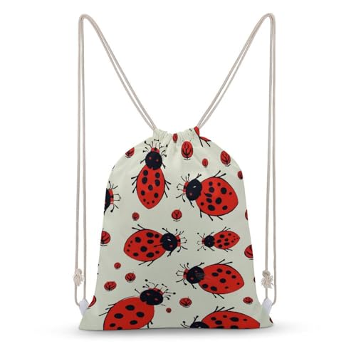 Red Ladybug Drawstring Backpack Sport Gym Bags Yoga Shopping Travel Casual Daypacks for Women Men - color: Red Ladybug