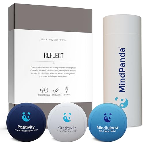 MindPanda Mindful Reflection Bundle - Luxury Guided Journal With Prompts accompanied by Mindfulness therapy Stress Balls