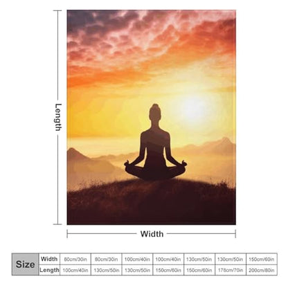 Yoga Meditation Soft Throw Blanket for Couch Lightweight Flannel Blanket for Sofa Couch Throw Bed Warm Cozy Decorative Blankets Fall Winter Decor 50"x60" - size: 50"x60"