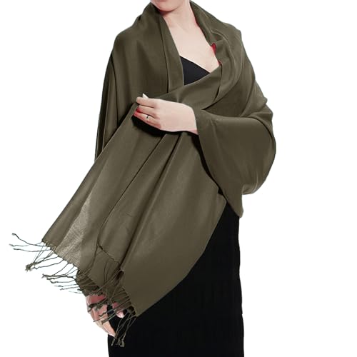 TZ Promise Women Pashmina Shawls and Wraps for Evening Dresses,Soft Large Long Scarf for Wedding,Bride Bridesmaid Gifts - color: Army Green