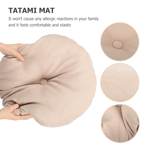 Meditation Yoga Floor Cushion Zabuton Seat Pad Small Linen Color Breathable Tatami Sitting Pillow for Living Room and Bedroom Floor Seating