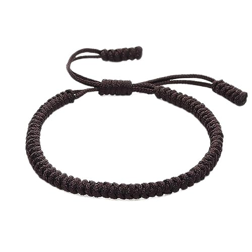 COLORFUL BLING Hand-Knitted Lucky String Bracelet Adjustable Tibetan Buddhist Prayer Yoga Mala Bracelets Kabbalah Protection Couple Jewelry - color: brown