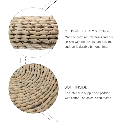 Homoyoyo Woven Meditation Cushion 30x30cm Tatami Floor Mat with Cotton Filling Handcrafted Straw Yoga Seat Pad for Sitting and Meditating