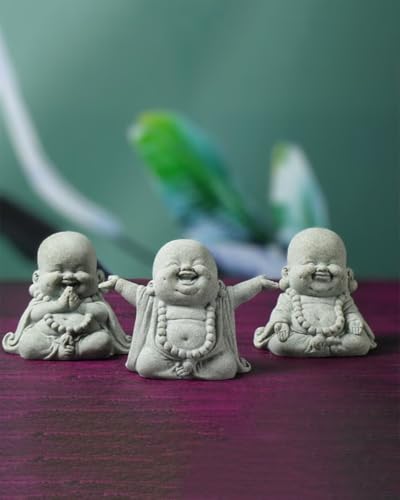 Mini Monk Buddha Statue Sandstone Statues Zen Monk Praying Statue Sculptures for Wealth Good Luck Feng Shui Decor Home Fish Tank Aquarium Garden (Style 17) - style: Style 17