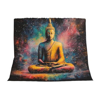Meditating Monk Portrait Blanket,Double-Sided Fleece With Zen Artwork,Hypoallergenic & Lightweight,Perfect For Yoga Practitioners,Spiritual Gift,Suitable For Beds,Sofas And Offices 50X60 Inch