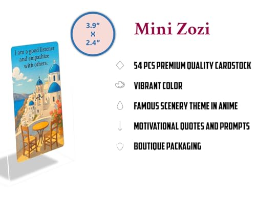 MINI ZOZI Self Affirmation Cards Anime 54PCS Ghibli Style Self Care Positive Mindfulness Gifts For Women Girls Teens Daily Anxiety Relief Meditation Yoga Journal Prompt Gratitude Motivational Affirmations Empowerment