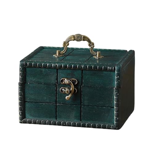 Vintage Wooden Storage Box Portable Handled Organizers Bucolic Wooden Keepsakes Box for Home Decors Jewelry Accessories - color: A