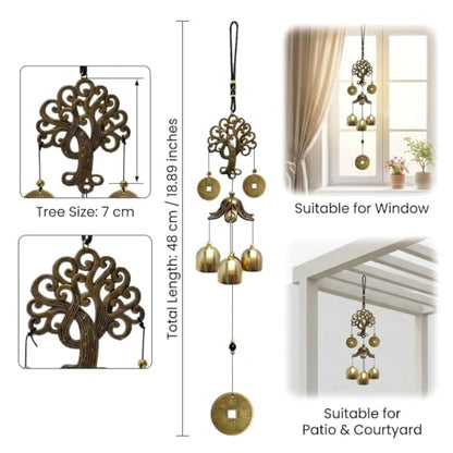 Wind Chimes Outdoor Fortune Tree WindChimes Metal Bells Wind Chime Christmas Decor Home Garden Hanging Decoration Gift One Size