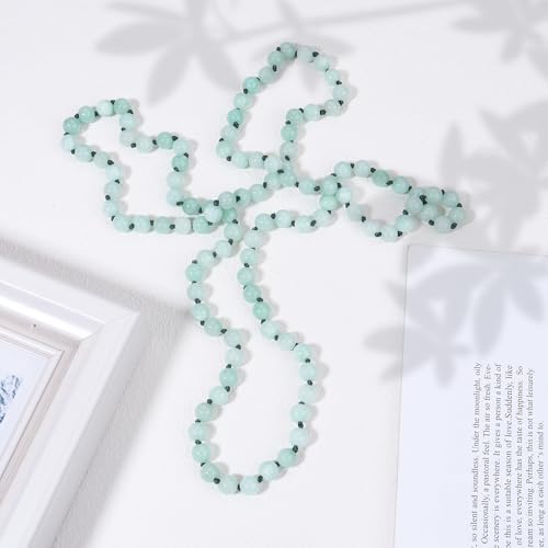 Beaded Necklace Hand Knotted for Woman - color: Burmese Jade 1