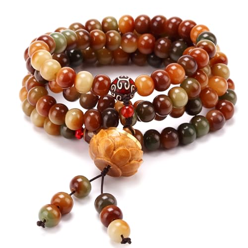 Mala Bead Strand Bracelet, 108 Buddhist Prayer Beads Yoga Meditation Green Malachite Beads Necklace Women man - style: 10mm Candy-Tone Bodhi