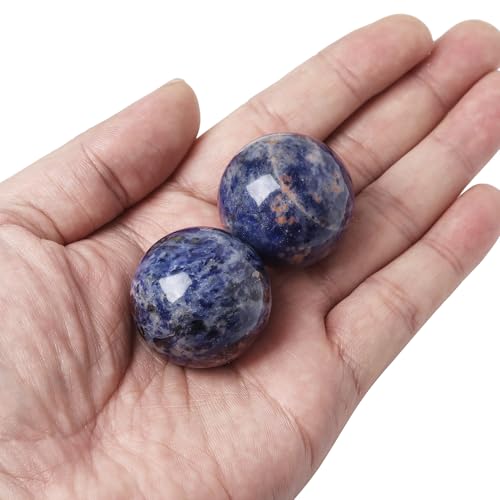 Hand Exercise Balls 30mm for Women - Set of 2 Natural Crystal Stone Spheres - Finger Joint Relief & Stress Relax, Perfect Size for Women's Hands, Sodalite - color: Sodalite