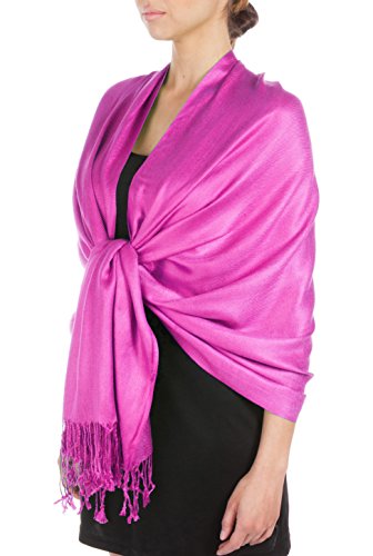 Sakkas Large Soft Silky Pashmina Shawl Wrap Scarf in Solid Colors - color: Violet