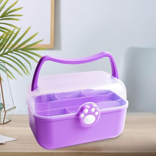 Multipurpose Storage Container Hair Accessories Organizer Lockable Cute with Handle Art Craft Organizer for Headband Earrings, Violet