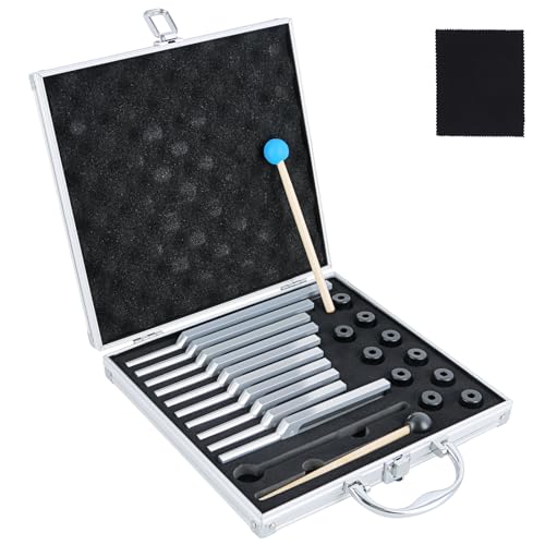 EASTROCK 10 Tuning Fork Set Chakra Tuning Fork Set Aluminum Alloy Material, Sound Healing Instruments Kit with Mallets and Bases Chakra DNA Healing Therapy Meditation