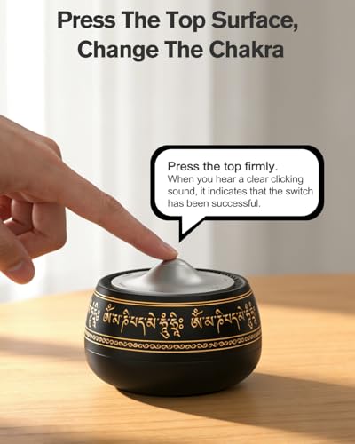Portable Electronic Tibetan Singing Bowl, 8 Chakra Modes with 8 Chakra Cycle Play Mode, Auto/Manual Mode, Vibration & Built-in Timer, USB-C Rechargeable Meditation Device for Yoga, Reiki, Relaxation