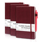 feela 3 Pack Notebooks Journals Bulk with 3 Black Pens, A5 Hardcover Notebook Classic Ruled Lined Journal Set with Pen Holder for Work Business Journaling Note Taking, 120 GSM, 5.1”x8.3”, Wine - color: 3 Pack wine