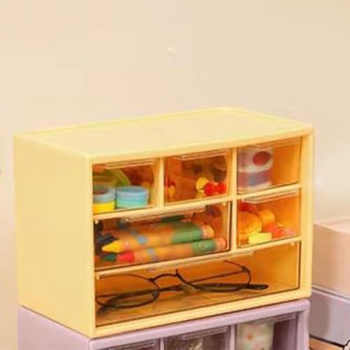 3-Tier Desktop Drawer Organizer, 6-Grid Storage Box for Jewelry, Makeup, Small Items, Clear Plastic Drawers for Desk Organization