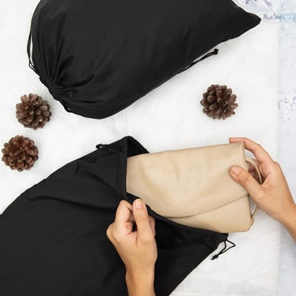 Black Cotton Drawstring Bags, Reusable Quality with Double String, For Pantry Gifts Kitchen - Pack of 6 (Black Cotton Blend, 10 x 15 Inch) - color: Black Cotton Blend, size: 10 x 15 Inch