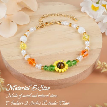 SmileBelle Protection Bracelets for Women, Pregnancy Gifts for Expecting Mom Sunflower Gifts for Women Black Tourmaline Bracelets as Healing Bracelet Sunflower Bracelet as Mother Day Gift - style: Sunflower Protection
