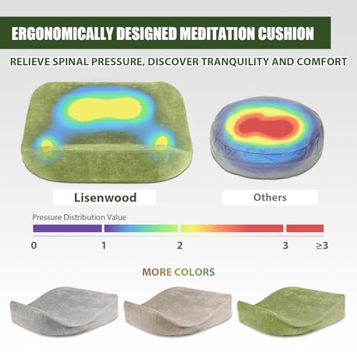 Meditation Cushion - Floor Pillow, Enlarge High Density Extremely Firm, Large Big Foam Floor Cushion Seating for Adults - Premium Yoga Pillows for Adults Gifts for Women, Men Green