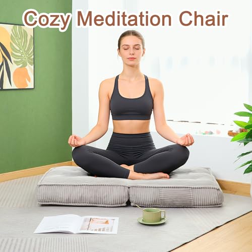 Adjustable Floor Chair with Back Support, 6-Position, Folding Japanese Meditation Tatami Chair, Comfy Gaming Chairs for Adults, Accent Reading Chairs, Living Room, Bedroom, Light Grey - color: Light Grey
