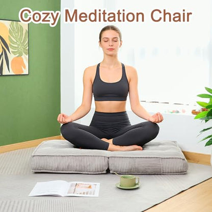 Adjustable Floor Chair with Back Support, 6-Position, Folding Japanese Meditation Tatami Chair, Comfy Gaming Chairs for Adults, Accent Reading Chairs, Living Room, Bedroom, Light Grey - color: Light Grey