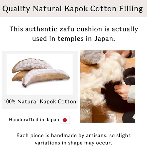 Zafu Meditation Cushion Japan Made （Compact）| Authentic Zen Temple Style Zazen Seat – Firm Kapok Filling for Mindfulness, Yoga & Posture Support