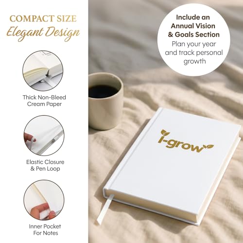 Gratitude Journal for Women (White) - A5 Hardcover Aesthetic Prompt Journal with Gift Box & Pen - 5 Minute Practice for Manifestation, Reflection & Happiness - Includes Stickers & Bookmark - 2026 Gift Set