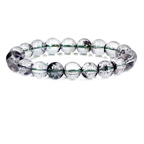 Keleny Fashion Crystal Man Women Stretch Bracelet 10mm Round Beads Rock Jasper 7 Inch Unisex - color: Green Ghost Crystal