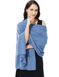 Soft Cashmere Blend Wrap Chic Scarf Stole for Women Wayfarer Travel Extra Large 87"x28" - color: Mottle Blue