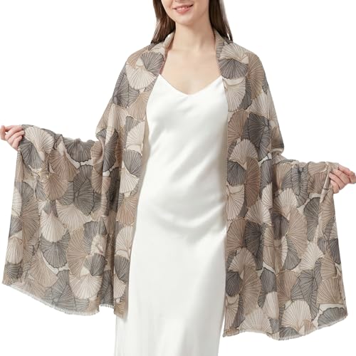 Soft Silky Pashmina Shawl Wrap for Women,Lightweight Spring, Elegant Wrap for Spring Wedding & Travel - color: Golden Ginkgo
