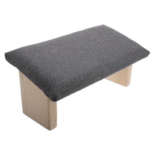 Foldable Wooden Bench Deep Gray Ergonomic Stool with Slanted Seat for Mindfulness Practice and Prayer