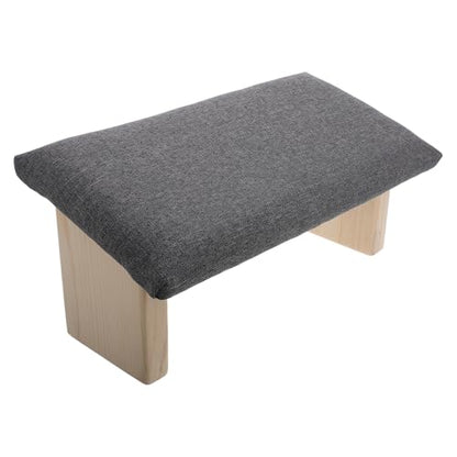 Foldable Wooden Bench Deep Gray Ergonomic Stool with Slanted Seat for Mindfulness Practice and Prayer