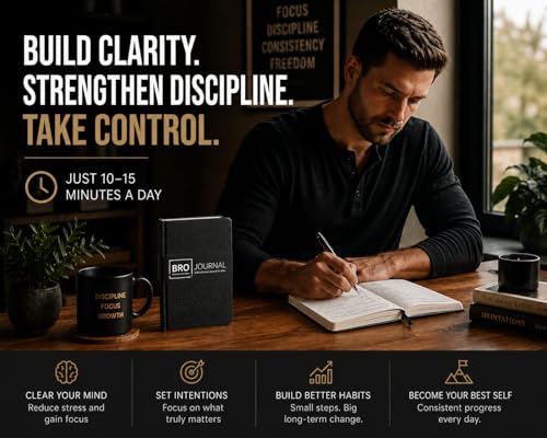 Self Mastery Journal for Men | 12-Week Guided System for Gratitude, Mindfulness & Habit Building with Structured Daily Prompts | Build Discipline & Mental Clarity | A5 Vegan Leather Hardcover | Gift-Ready