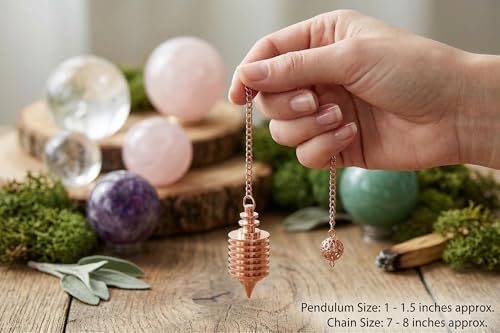 7 Ring Copper Cone Pendulum for Reiki Healing, Dowsing & Chakra Balancing – Divination & Meditation Tool for Energy Cleansing - color: 7 Ring Copper Metal Pendulum